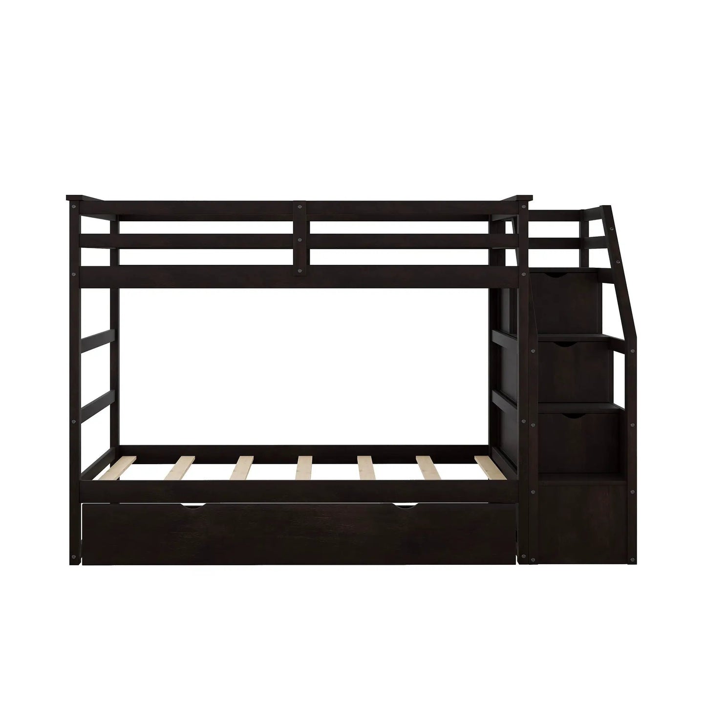 Bunk bed twin over twin espresso with twin trundle and 3 storage stairs on Tampa Home & Garden Store