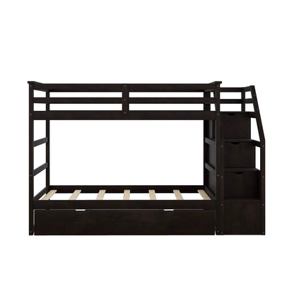 Bunk bed twin over twin espresso with twin trundle and 3 storage stairs on Tampa Home & Garden Store
