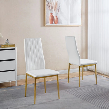 Elegant Legs Dining Chair set of 4 with white upholstered seats and gold metal legs on Tampa Home & Garden Store
