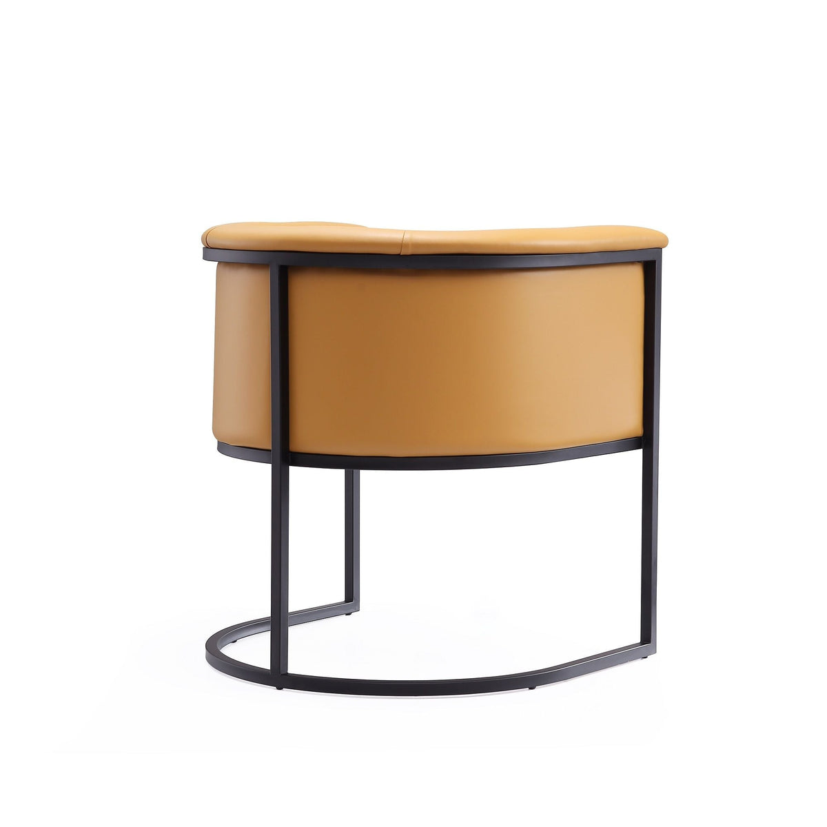 Cosmopolitan dining chair with geometric metal frame and tan leather upholstery HouseOfZazla on Tampa Home & Garden Store