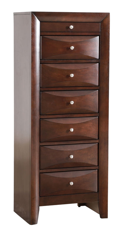 7-Drawer Lingerie Chest in dark espresso wood with curved fronts and silver knobs on Tampa Home & Garden Store