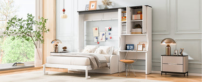 Foldable Murphy Bed with Desk and Cabinet