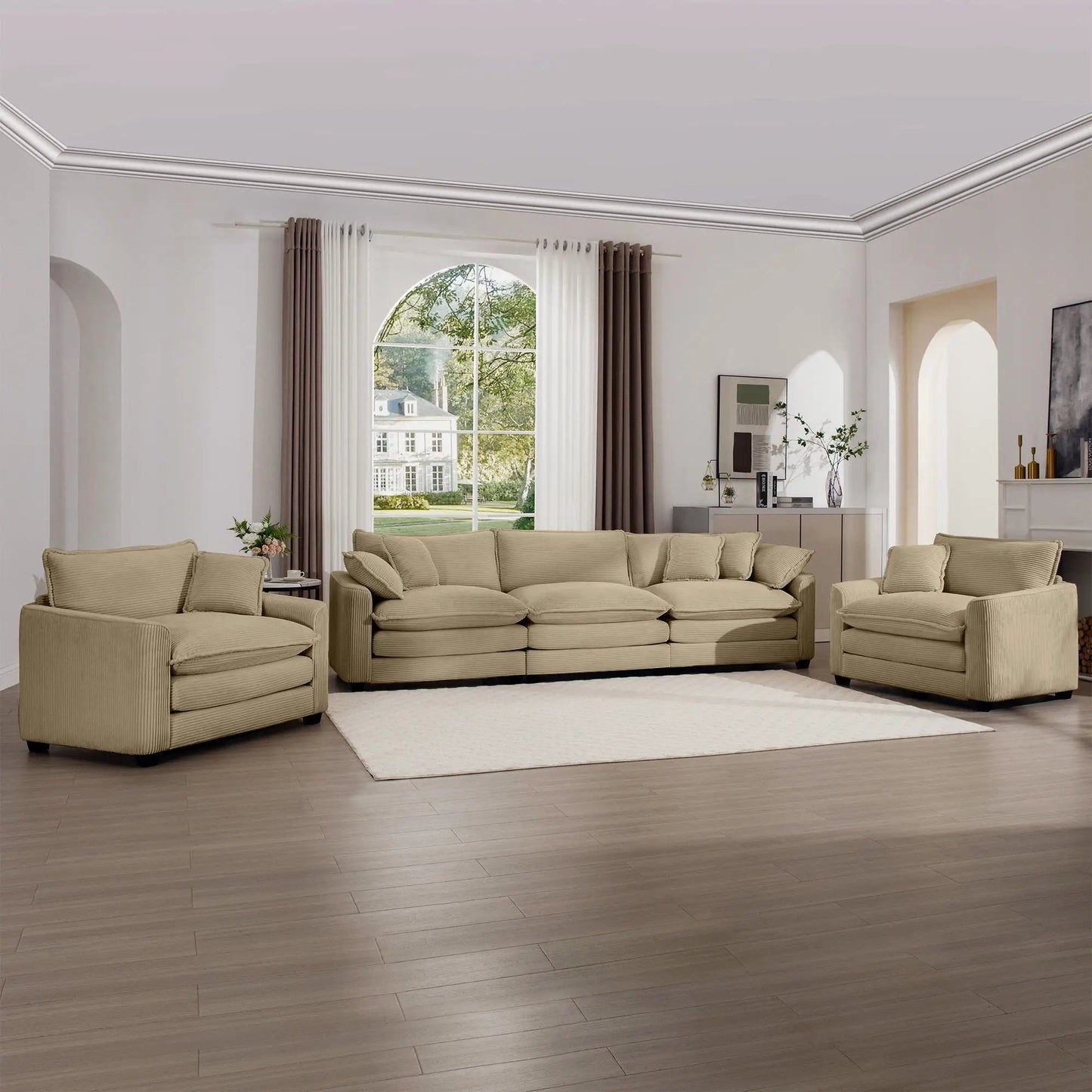 Elegant Sectional Sofa Set with Deep Seats