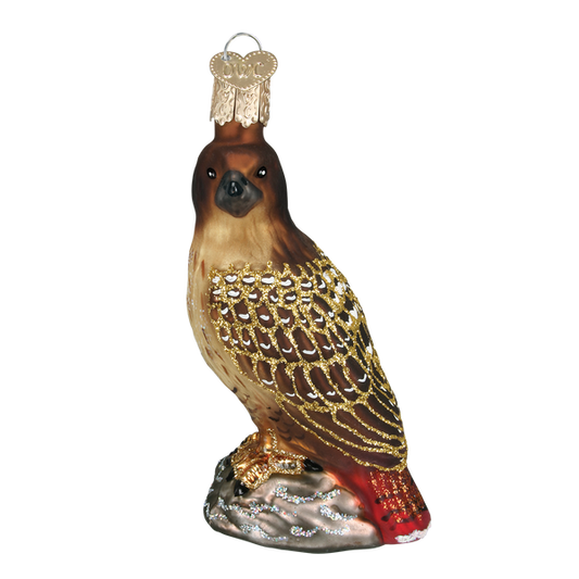 Red-Tailed Hawk Glass Ornament - Tampa Home & Garden Store