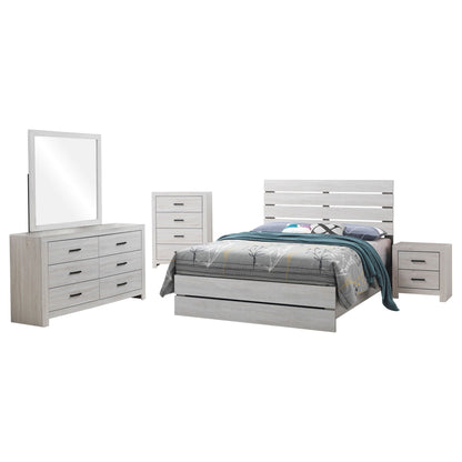 Geary 4-piece bedroom set with slatted headboard in light wood finish by HouseOfZazla on Tampa Home & Garden Store