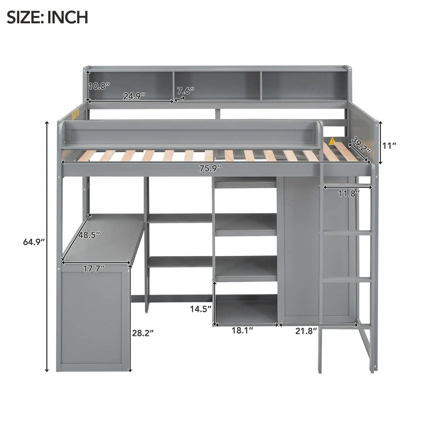 Loft Bed with Built in Desk and Wardrobe