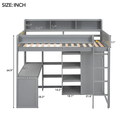 Loft Bed with Built in Desk and Wardrobe