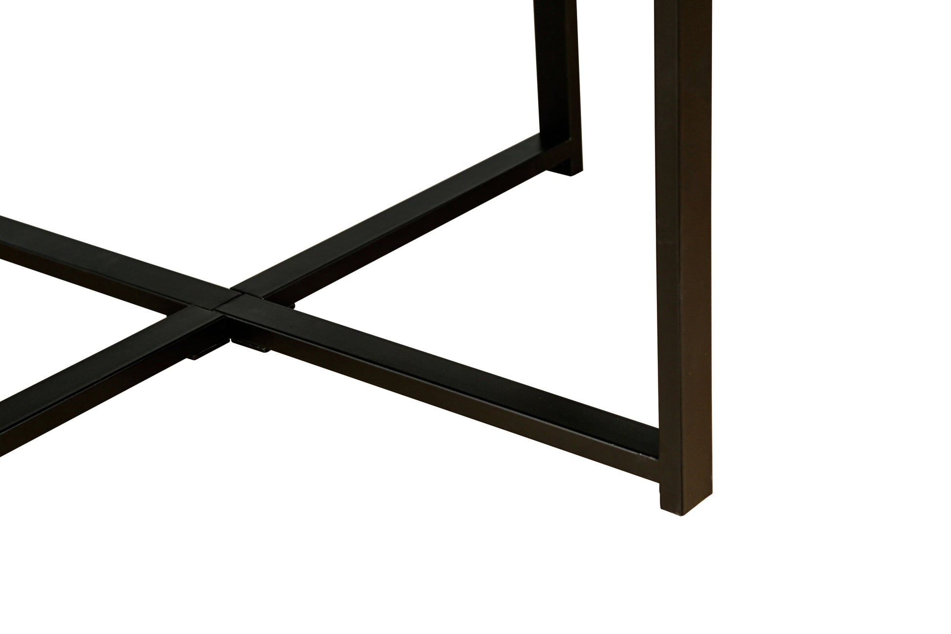 Wood Octagonal Vintage Patchwork Coffee Table base with black metal cross supports on Tampa Home & Garden Store