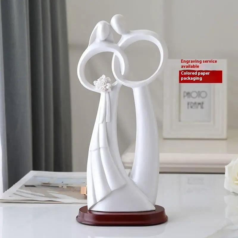Romantic white ceramic kiss statue with wooden base FLIPSTYLEZLLC Valentine gift on Tampa Home & Garden Store