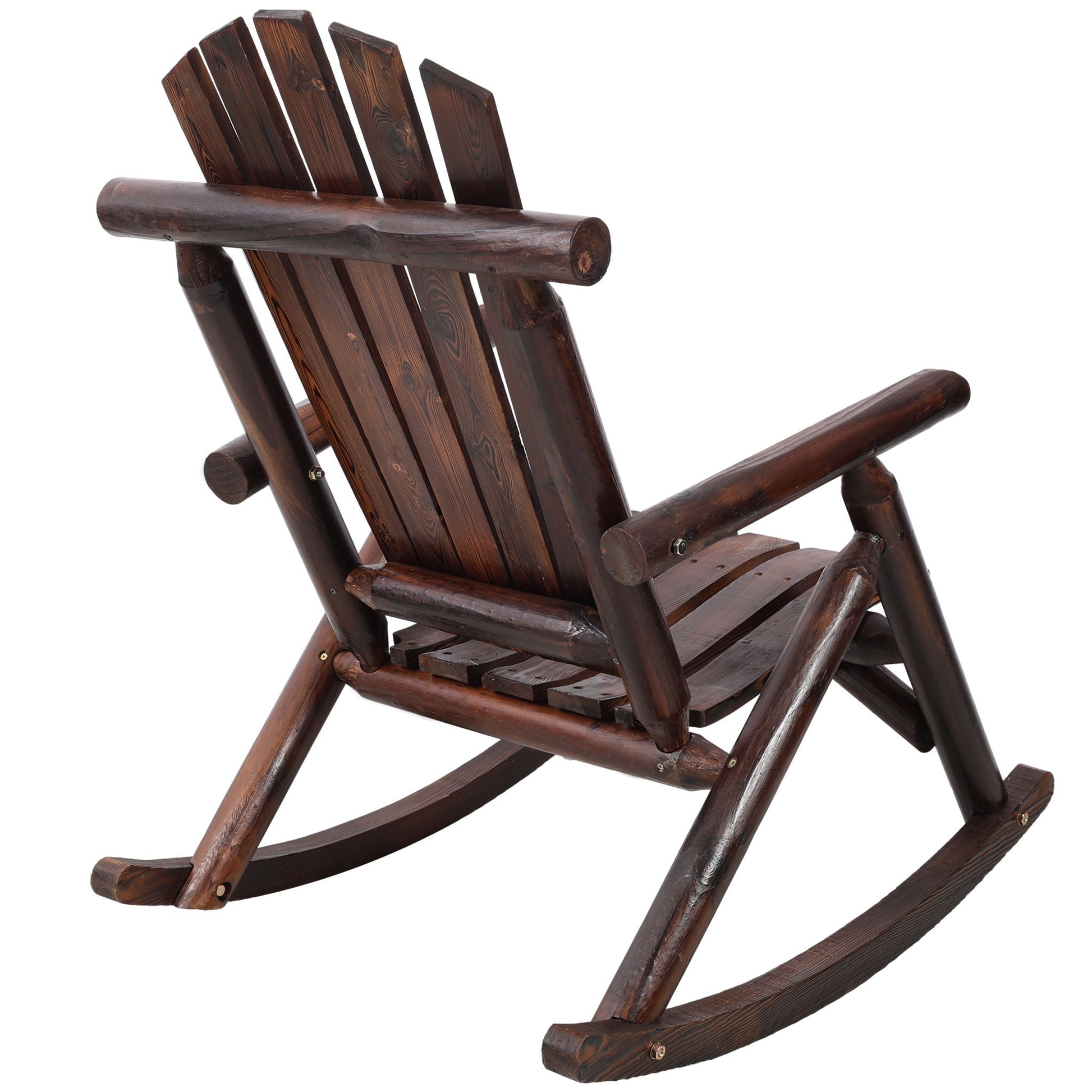 Durable Wooden Porch Rocker by HouseOfZazla with dark stained fir logs and curved rockers on Tampa Home & Garden Store
