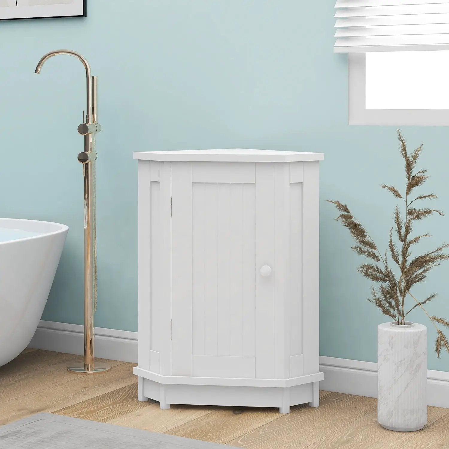 Corner bathroom cabinet with adjustable shelf, white by Unique Piece Furniture on Tampa Home & Garden Store