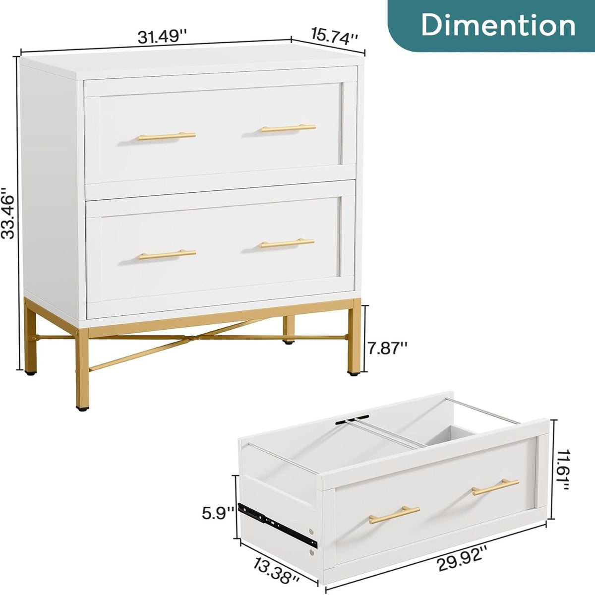 White 2-drawer lateral file cabinet with anti tilt safety by HouseOfZazla on Tampa Home & Garden Store
