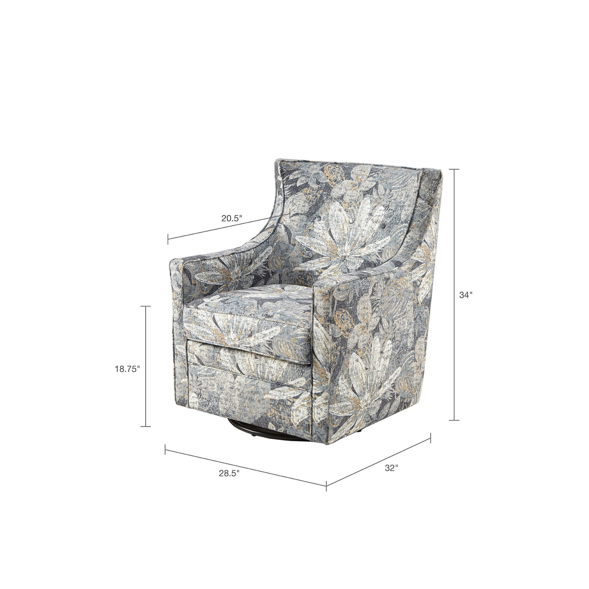 HouseOfZazla swivel glider chair with multicolor floral upholstery and metal base on Tampa Home & Garden Store