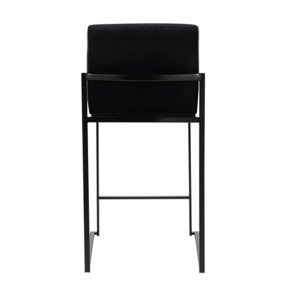 Fuji High Back Counter Stool black upholstered seat with metal frame on Tampa Home & Garden Store