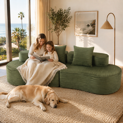 Cozy Corduroy 2 Seater Sofa and a Lumbar Pillow