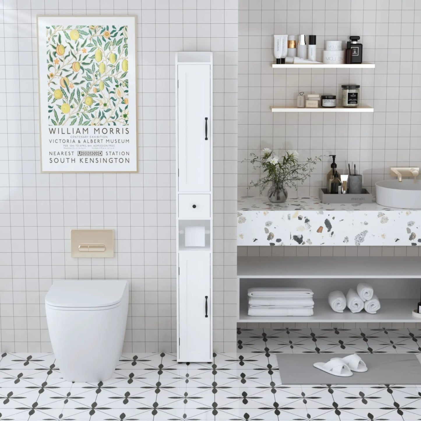 Slim Tall Bath Cabinet With Adjustable Shelves