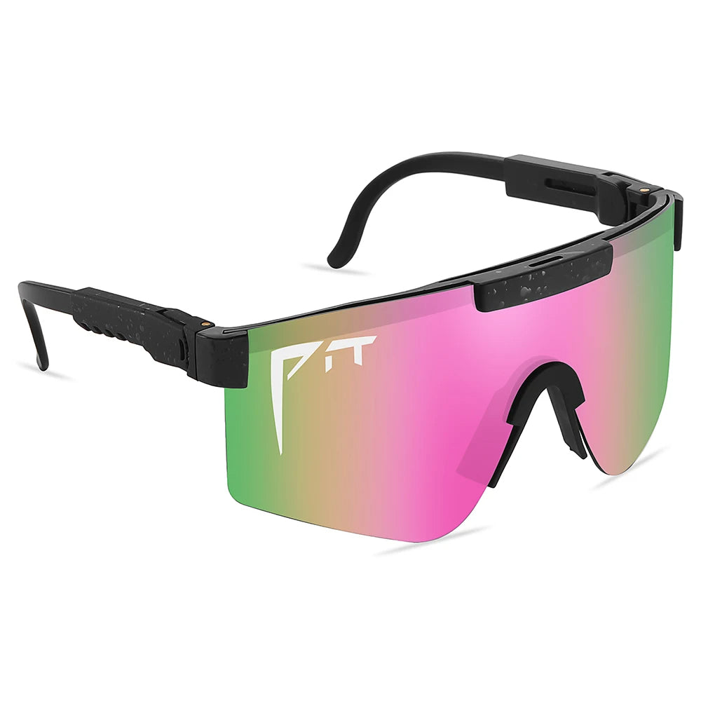 Pit Viper Sunglasses UV400 by BikerZoneZ with mirrored rainbow lens and black frame on Tampa Home & Garden Store