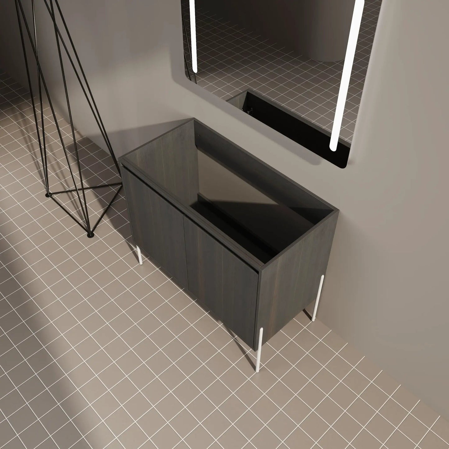 Freestanding gray bathroom vanity with soft-close cabinet doors by Unique Piece Furniture on Tampa Home & Garden Store