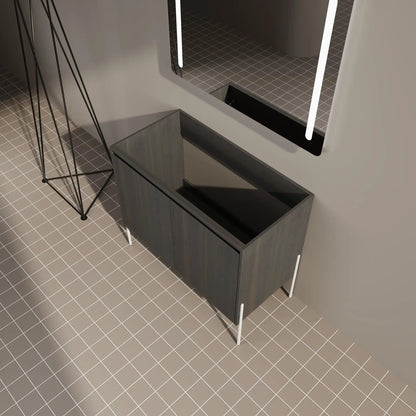 Freestanding gray bathroom vanity with soft-close cabinet doors by Unique Piece Furniture on Tampa Home & Garden Store
