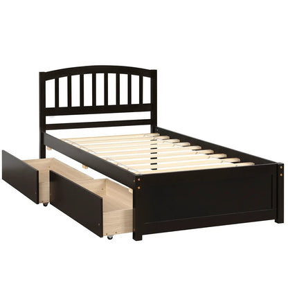 Wood Platform Storage Bed With Two Drawers