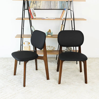 Kelsey Stylish Dining Chair set of 2 with black seats and wooden legs on Tampa Home & Garden Store