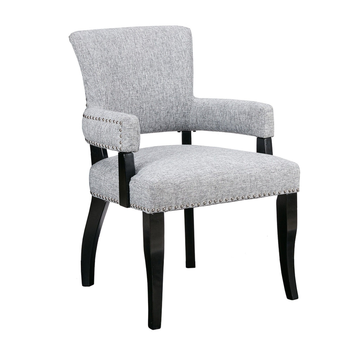 Elegant Arm Dining Chair gray upholstery with nailhead trim HouseOfZazla on Tampa Home & Garden Store