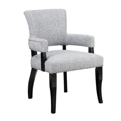 Elegant Arm Dining Chair gray upholstery with nailhead trim HouseOfZazla on Tampa Home & Garden Store