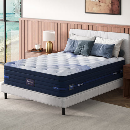 BedStory Spine Align Pro 13 Twin Firm Cooling Hybrid Mattress navy blue accents on Tampa Home & Garden Store
