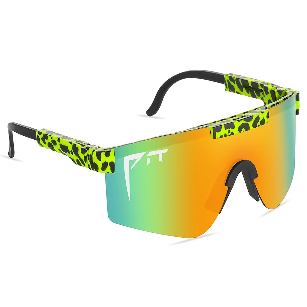 Pit Viper Sunglasses UV400 shield with neon lime leopard-print temples and rainbow lens on Tampa Home & Garden Store