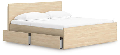 Onita panel platform bed with 2 under-bed drawers in light oak by Unique Piece Furniture on Tampa Home & Garden Store