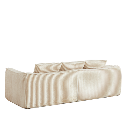 Minimalist 3-Seater Corduroy Sofa in beige fabric by HouseOfZazla on Tampa Home & Garden Store