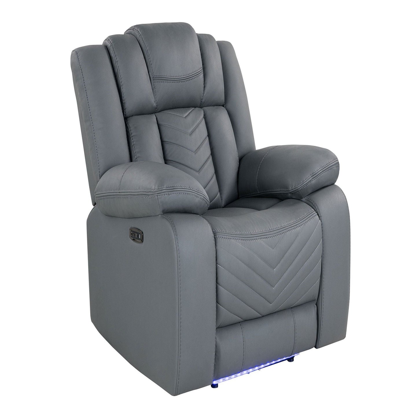 Classic Gray Power Recliner With LED and Storage
