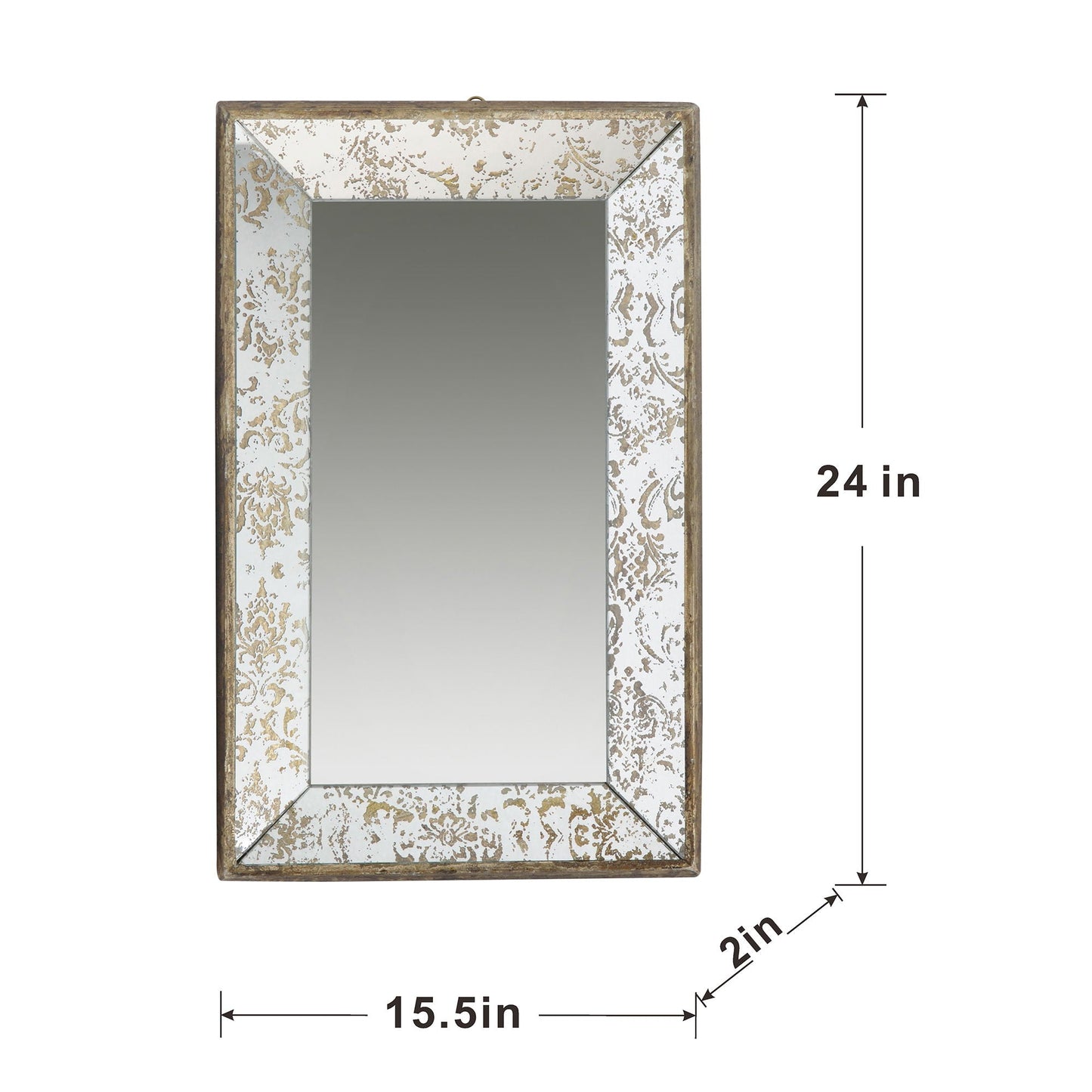 HouseOfZazla antique rectangle wall mirror with white and gold floral frame 24-in tall on Tampa Home & Garden Store