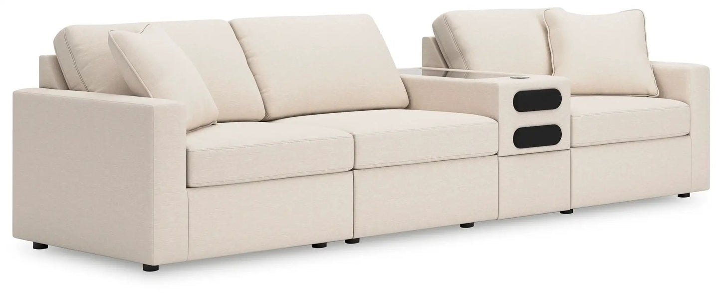 Modmax Sectional Oyster beige fabric with console, stationary by Unique Piece Furniture on Tampa Home & Garden Store