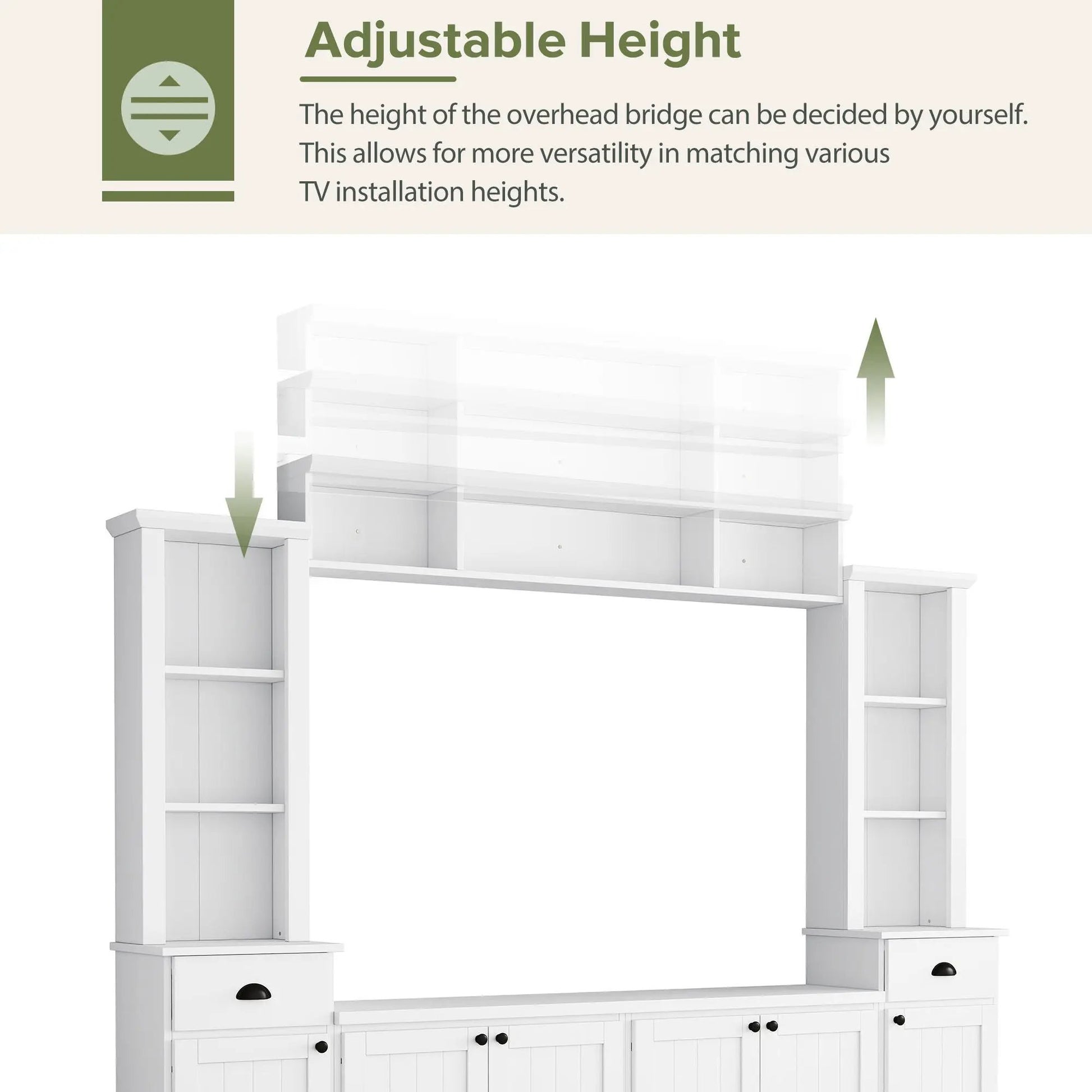 Entertainment wall unit white with bridge for TVs up to 75in, Unique Piece Furniture on Tampa Home & Garden Store