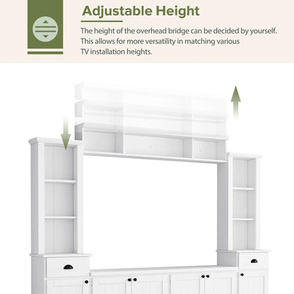 Entertainment wall unit white with bridge for TVs up to 75in, Unique Piece Furniture on Tampa Home & Garden Store