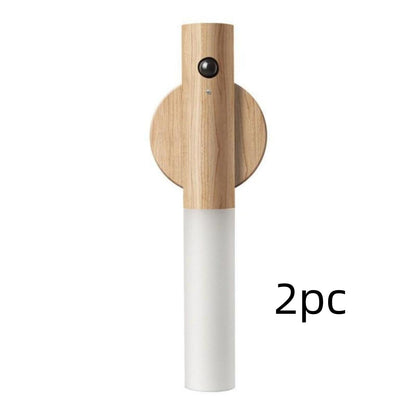 Rechargeable motion sensor night light with magnetic wooden wall lamp and white stem 2pc on Tampa Home & Garden Store