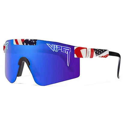 Pit Viper Sunglasses UV400 by BikerZoneZ with blue-purple mirrored lens and US flag strap on Tampa Home & Garden Store