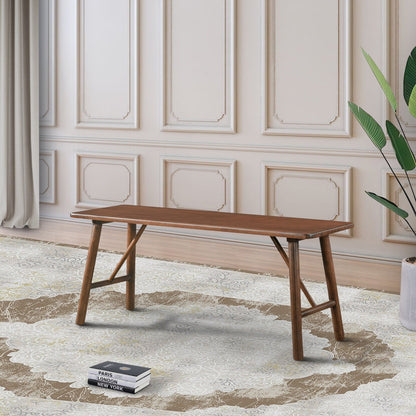 Walnut brown solid wood mid-century accent bench by HouseOfZazla with tapered legs on Tampa Home & Garden Store