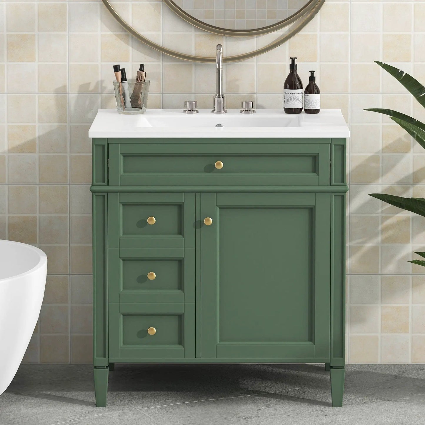 Bathroom Vanity With Top Sink and Storage Cabinet