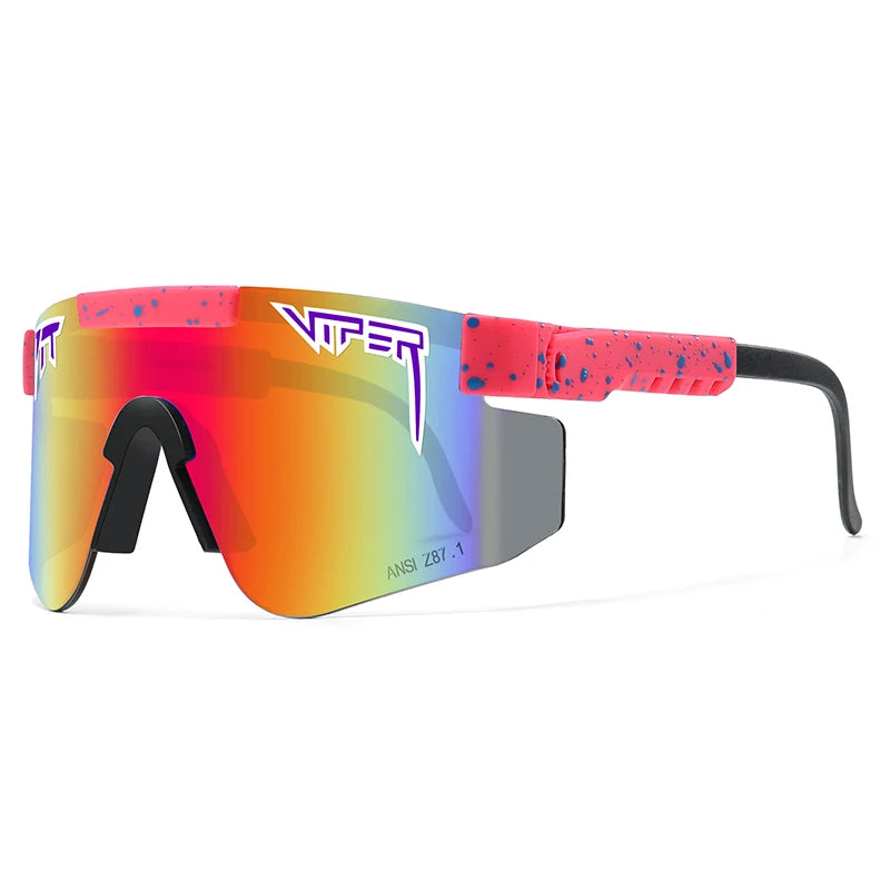 Pit Viper Sunglasses UV400 with rainbow mirrored lens and pink splatter temples by BikerZoneZ on Tampa Home & Garden Store