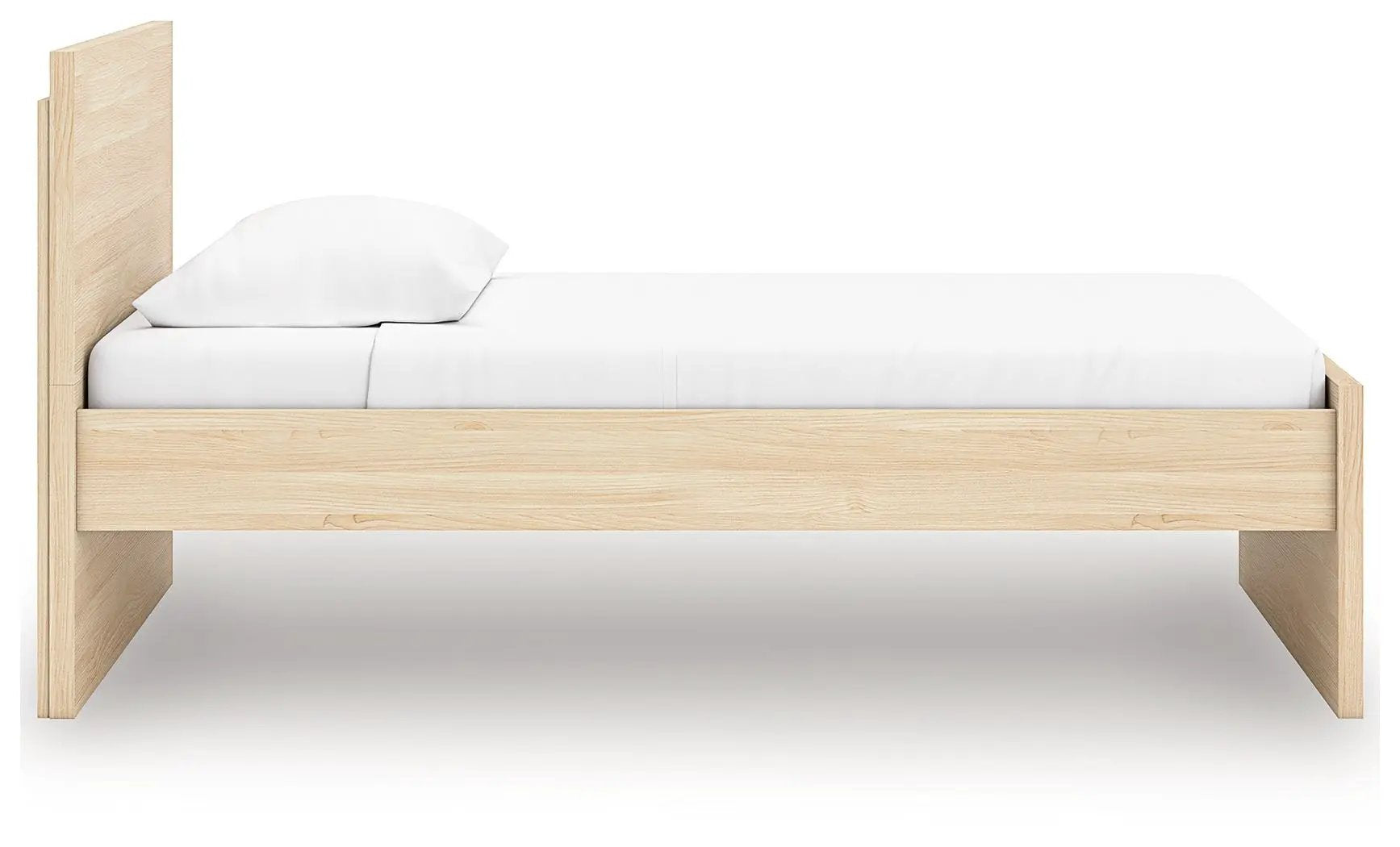 Onita Panel Platform Bed with light oak finish and clean low-profile frame on Tampa Home & Garden Store