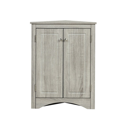 Triangle bathroom storage cabinet with top drawer and 2 doors in gray woodgrain finish on Tampa Home & Garden Store
