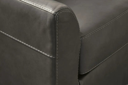 Valderno 2-Piece Sectional with Raf Corner Chaise Fog leather close-up of stitched arm on Tampa Home & Garden Store
