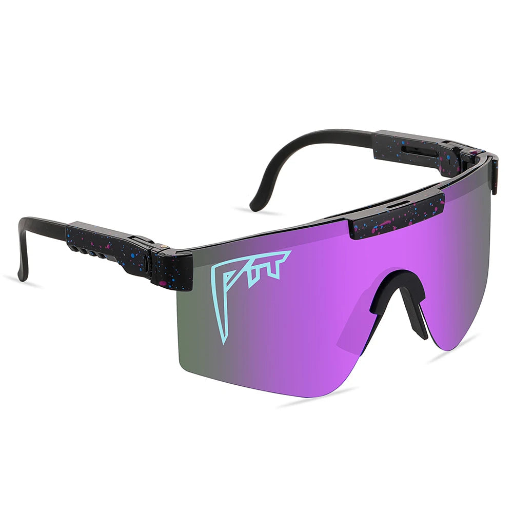 Pit Viper UV400 shield sunglasses with purple mirrored lens and speckled arms by BikerZoneZ on Tampa Home & Garden Store