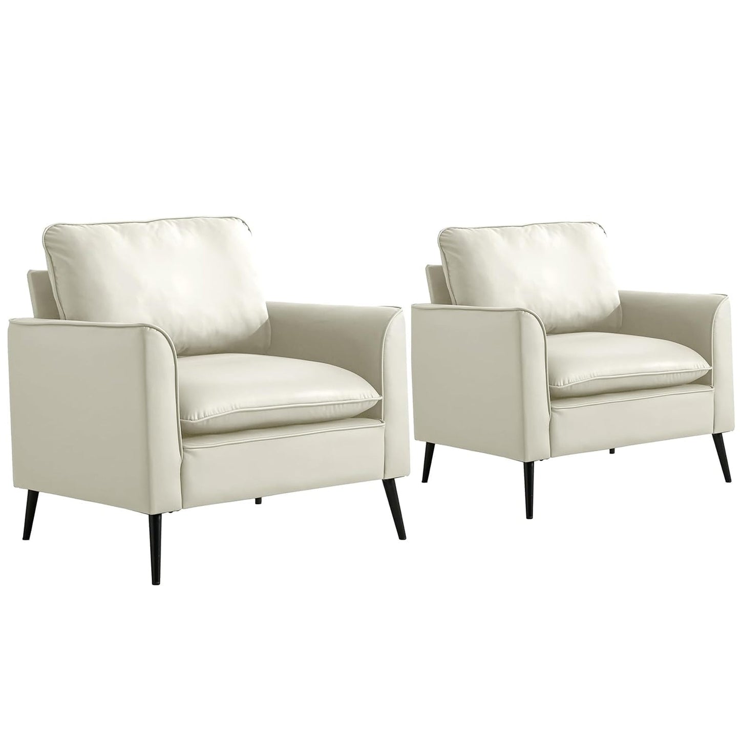 TS Cat Paw Leather Upholstered Sofa 2PC HouseOfZazla white leather chairs with black legs on Tampa Home & Garden Store