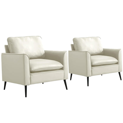 TS Cat Paw Leather Upholstered Sofa 2PC HouseOfZazla white leather chairs with black legs on Tampa Home & Garden Store