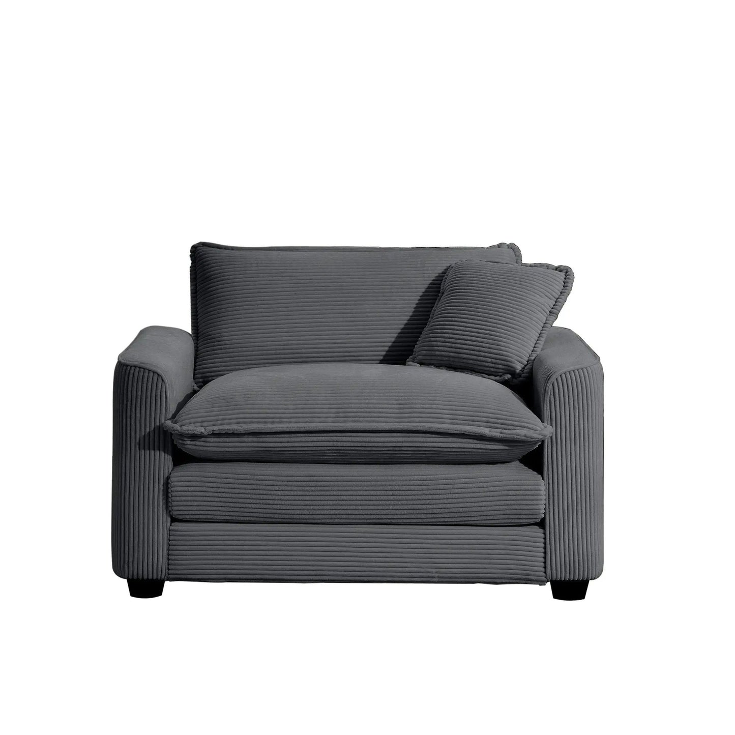 Modern Classic Fabric Chair in dark gray corduroy with plush pillow on Tampa Home & Garden Store