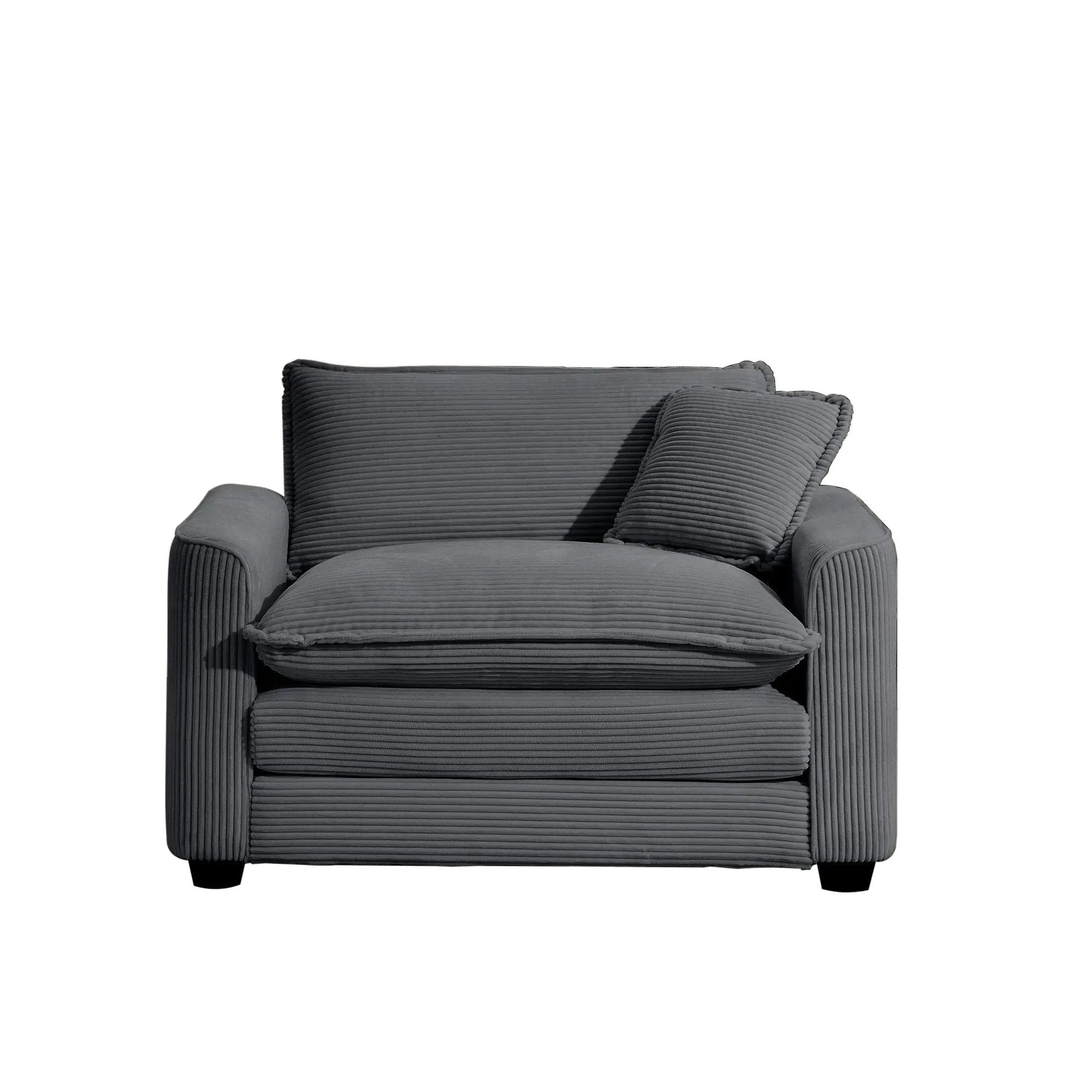 Modern Classic Fabric Chair in dark gray corduroy with plush pillow on Tampa Home & Garden Store