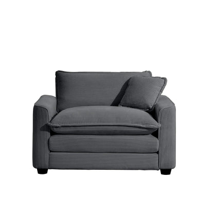 Modern Classic Fabric Chair in dark gray corduroy with plush pillow on Tampa Home & Garden Store